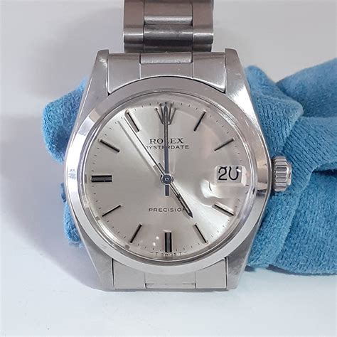 Rolex Oysterdate Precision Steel Oyster Silver Manual Watch